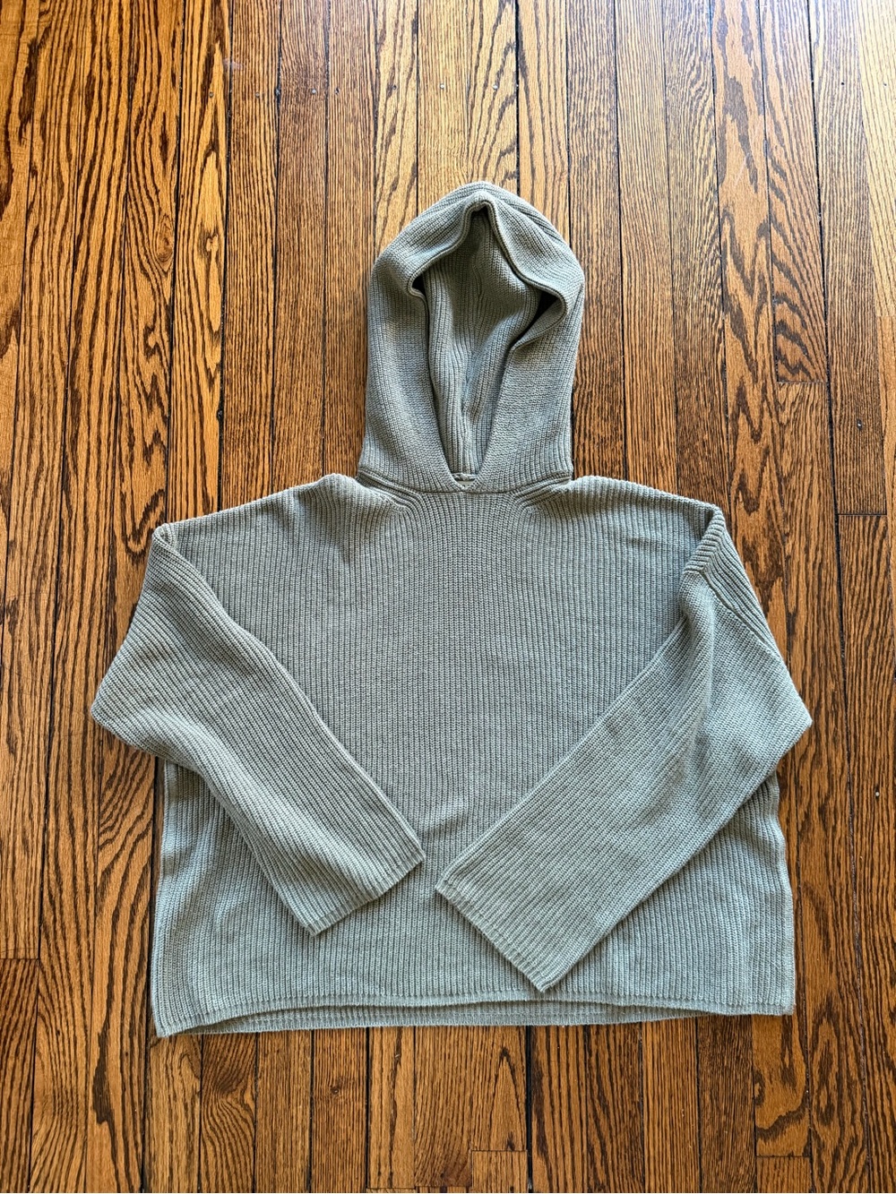 6397 Ribbed Cotton Cashmere Hoodie Sweater Sage XS